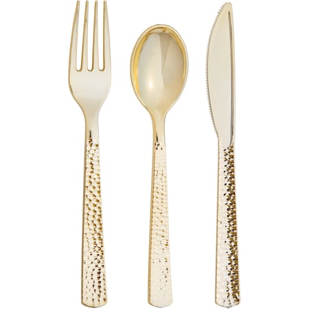 Sensations Gold Hammered Assorted Cutlery, Metallic, 288PK 339403